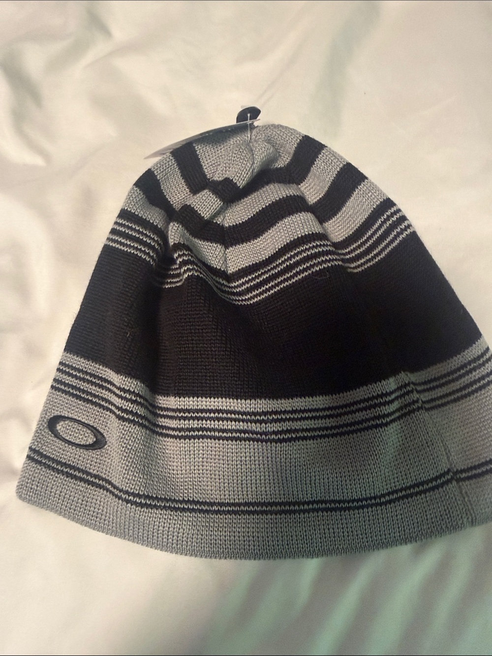 Oakley Black and Gray Striped Knit Beanie